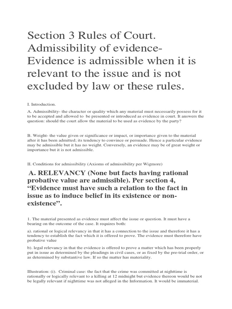 rules of evidence admissibility of evidence uk